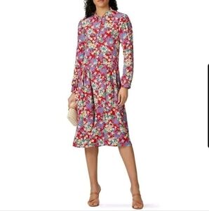 Deborah Lyons Floral Long Sleeve Midi Dress Cottagecore Feminine Size 4